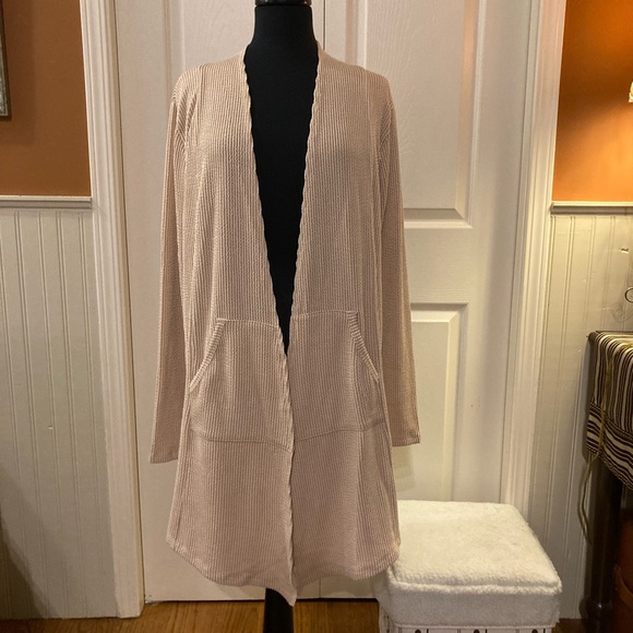 Chic Beige Open-Front Cardigan - Picture 1 of 4